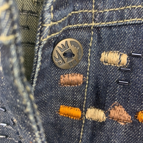 Chico's womens 2 large vest denim embroidered jewels southwest sleeveless - Picture 5 of 7